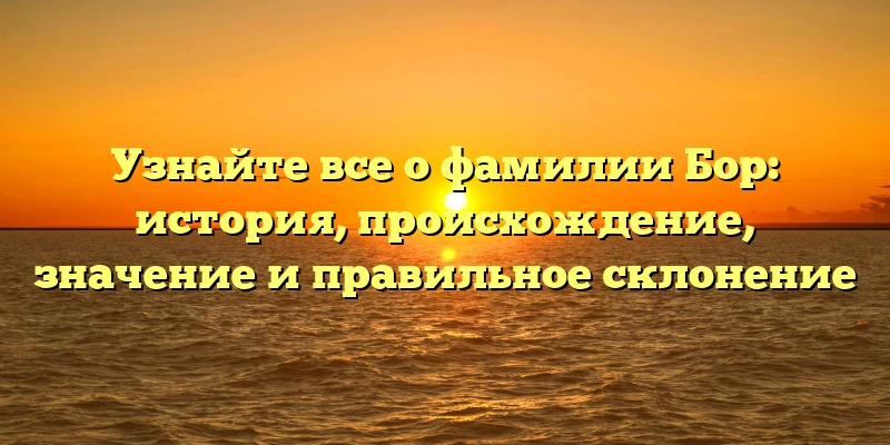 Узнайте все о фамилии Бор: история, происхождение, значение и правильное склонение Узнайте все о фамилии Бор: история, происхождение, значение и правильное склонение