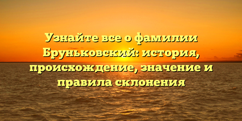 Узнайте все о фамилии Бруньковский: история, происхождение, значение и правила склонения