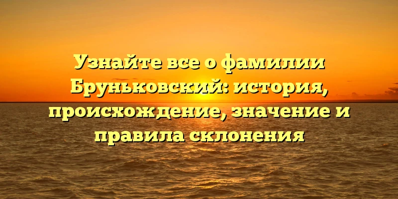 Узнайте все о фамилии Бруньковский: история, происхождение, значение и правила склонения Узнайте все о фамилии Бруньковский: история, происхождение, значение и правила склонения