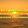Узнайте все о фамилии Гринжола: происхождение, история, значение и склонение