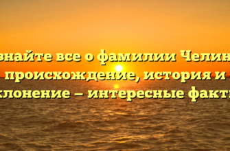 Узнайте все о фамилии Челина: происхождение, история и склонение — интересные факты! Узнайте все о фамилии Челина: происхождение, история и склонение — интересные факты!