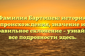 Фамилия Бартошек: история происхождения, значение и правильное склонение – узнайте все подробности здесь. Фамилия Бартошек: история происхождения, значение и правильное склонение – узнайте все подробности здесь.