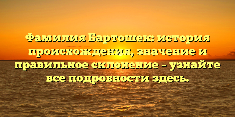 Фамилия Бартошек: история происхождения, значение и правильное склонение – узнайте все подробности здесь.