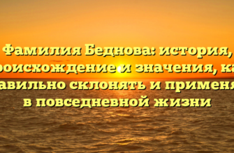 Фамилия Беднова: история, происхождение и значения, как правильно склонять и применять в повседневной жизни Фамилия Беднова: история, происхождение и значения, как правильно склонять и применять в повседневной жизни