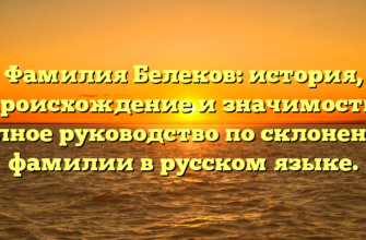 Фамилия Белеков: история, происхождение и значимость. Полное руководство по склонению фамилии в русском языке.