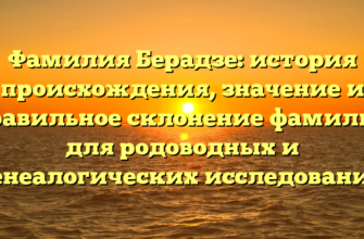 Фамилия Берадзе: история происхождения, значение и правильное склонение фамилии для родоводных и генеалогических исследований
