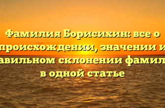 Фамилия Борисихин: все о происхождении, значении и правильном склонении фамилии в одной статье Фамилия Борисихин: все о происхождении, значении и правильном склонении фамилии в одной статье