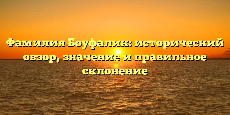 Фамилия Боуфалик: исторический обзор, значение и правильное склонение