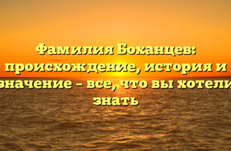 Фамилия Боханцев: происхождение, история и значение – все, что вы хотели знать