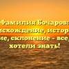 Фамилия Бочаров: происхождение, история и значение, склонение – все, что вы хотели знать!