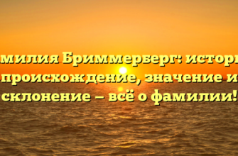 Фамилия Бриммерберг: история, происхождение, значение и склонение — всё о фамилии!
