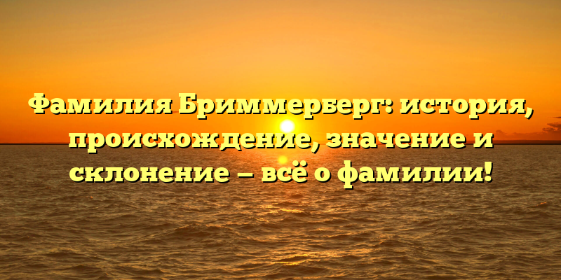 Фамилия Бриммерберг: история, происхождение, значение и склонение — всё о фамилии!