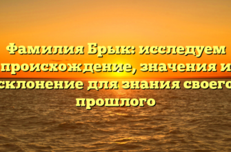 Фамилия Брык: исследуем происхождение, значения и склонение для знания своего прошлого Фамилия Брык: исследуем происхождение, значения и склонение для знания своего прошлого