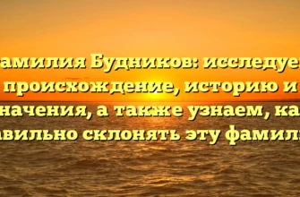 Фамилия Будников: исследуем происхождение, историю и значения, а также узнаем, как правильно склонять эту фамилию. Фамилия Будников: исследуем происхождение, историю и значения, а также узнаем, как правильно склонять эту фамилию.