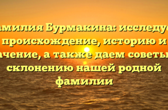 Фамилия Бурмакина: исследуем происхождение, историю и значение, а также даем советы по склонению нашей родной фамилии Фамилия Бурмакина: исследуем происхождение, историю и значение, а также даем советы по склонению нашей родной фамилии