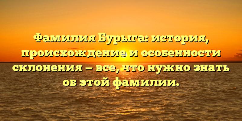 Фамилия Бурыга: история, происхождение и особенности склонения — все, что нужно знать об этой фамилии.