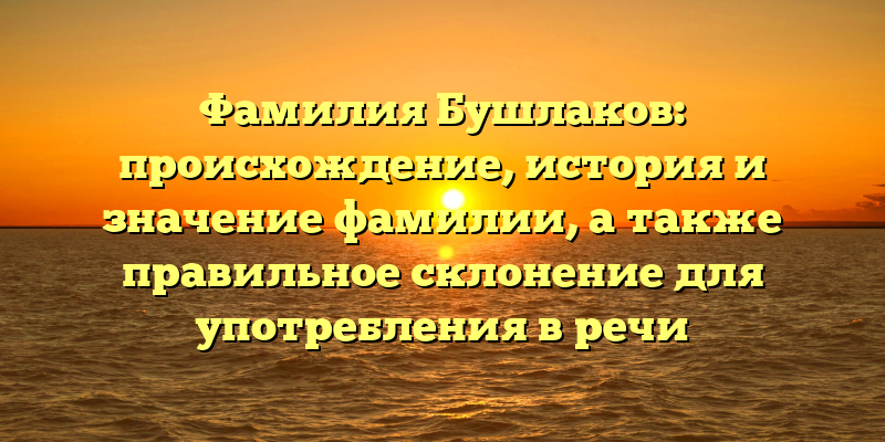 Фамилия Бушлаков: происхождение, история и значение фамилии, а также правильное склонение для употребления в речи