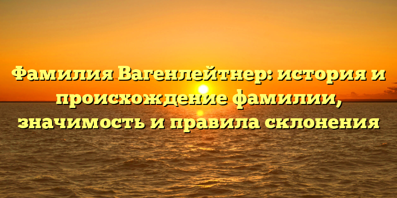 Фамилия Вагенлейтнер: история и происхождение фамилии, значимость и правила склонения