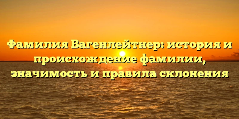 Фамилия Вагенлейтнер: история и происхождение фамилии, значимость и правила склонения Фамилия Вагенлейтнер: история и происхождение фамилии, значимость и правила склонения