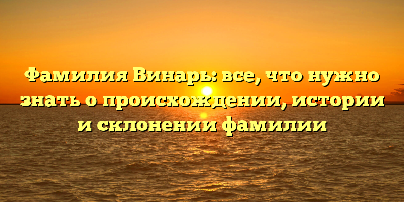 Фамилия Винарь: все, что нужно знать о происхождении, истории и склонении фамилии