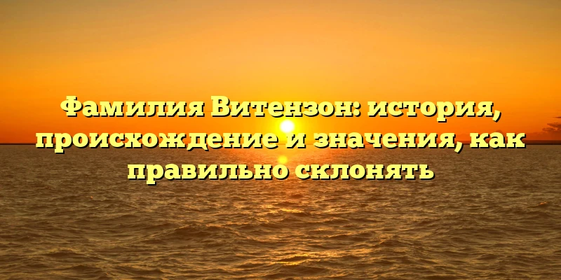 Фамилия Витензон: история, происхождение и значения, как правильно склонять Фамилия Витензон: история, происхождение и значения, как правильно склонять
