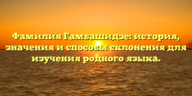 Фамилия Гамбашидзе: история, значения и способы склонения для изучения родного языка.