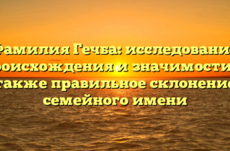 Фамилия Гечба: исследование происхождения и значимости, а также правильное склонение семейного имени Фамилия Гечба: исследование происхождения и значимости, а также правильное склонение семейного имени