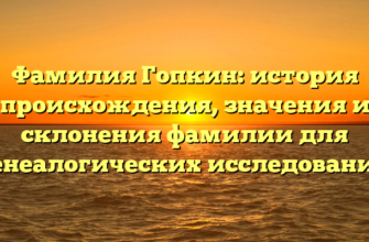 Фамилия Гопкин: история происхождения, значения и склонения фамилии для генеалогических исследований Фамилия Гопкин: история происхождения, значения и склонения фамилии для генеалогических исследований