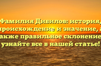 Фамилия Дибилов: история, происхождение и значение, а также правильное склонение – узнайте все в нашей статье!
