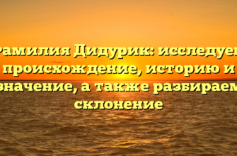 Фамилия Дидурик: исследуем происхождение, историю и значение, а также разбираем склонение