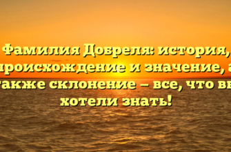 Фамилия Добреля: история, происхождение и значение, а также склонение — все, что вы хотели знать! Фамилия Добреля: история, происхождение и значение, а также склонение — все, что вы хотели знать!