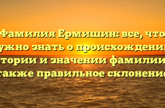 Фамилия Ермишин: все, что нужно знать о происхождении, истории и значении фамилии, а также правильное склонение Фамилия Ермишин: все, что нужно знать о происхождении, истории и значении фамилии, а также правильное склонение