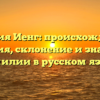 Фамилия Иенг: происхождение и история, склонение и значение фамилии в русском языке