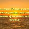 Фамилия Каава: история происхождения, значение и склонение фамилии в одной статье