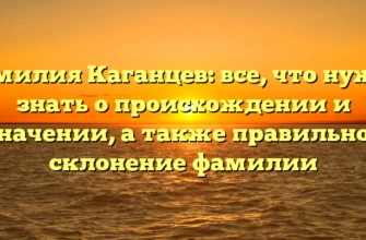 Фамилия Каганцев: все, что нужно знать о происхождении и значении, а также правильное склонение фамилии Фамилия Каганцев: все, что нужно знать о происхождении и значении, а также правильное склонение фамилии