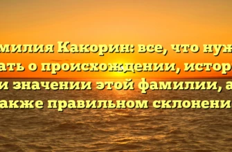 Фамилия Какорин: все, что нужно знать о происхождении, истории и значении этой фамилии, а также правильном склонении Фамилия Какорин: все, что нужно знать о происхождении, истории и значении этой фамилии, а также правильном склонении