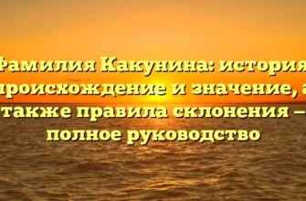 Фамилия Какунина: история, происхождение и значение, а также правила склонения — полное руководство Фамилия Какунина: история, происхождение и значение, а также правила склонения — полное руководство
