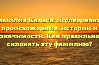 Фамилия Каласа: исследование происхождения, истории и значимости. Как правильно склонять эту фамилию? Фамилия Каласа: исследование происхождения, истории и значимости. Как правильно склонять эту фамилию?