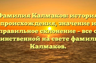 Фамилия Калмаков: история происхождения, значение и правильное склонение – все о единственной на свете фамилии Калмаков. Фамилия Калмаков: история происхождения, значение и правильное склонение – все о единственной на свете фамилии Калмаков.