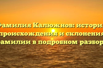 Фамилия Калюжнов: история происхождения и склонения фамилии в подробном разборе Фамилия Калюжнов: история происхождения и склонения фамилии в подробном разборе
