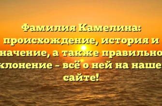 Фамилия Камелина: происхождение, история и значение, а также правильное склонение – всё о ней на нашем сайте! Фамилия Камелина: происхождение, история и значение, а также правильное склонение – всё о ней на нашем сайте!