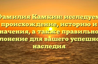 Фамилия Камкин: исследуем происхождение, историю и значения, а также правильное склонение для вашего успешного наследия Фамилия Камкин: исследуем происхождение, историю и значения, а также правильное склонение для вашего успешного наследия