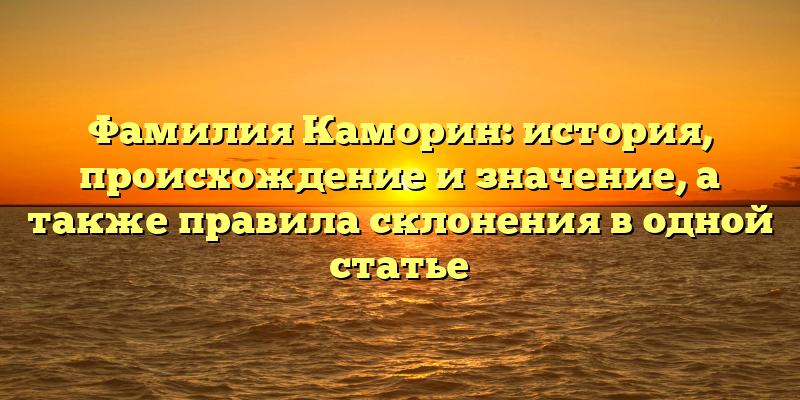 Фамилия Каморин: история, происхождение и значение, а также правила склонения в одной статье