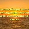 Фамилия Капец: история происхождения, значение и особенности склонения на русском языке