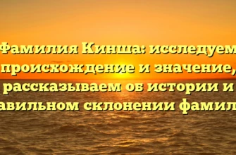 Фамилия Кинша: исследуем происхождение и значение, рассказываем об истории и правильном склонении фамилии