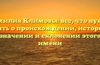 Фамилия Климовы: все, что нужно знать о происхождении, истории, значении и склонении этого имени Фамилия Климовы: все, что нужно знать о происхождении, истории, значении и склонении этого имени