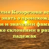 Фамилия Козорезова: все, что нужно знать о происхождении, истории и значении фамилии, а также склонении в разных падежах