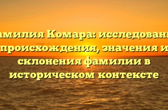 Фамилия Комара: исследование происхождения, значения и склонения фамилии в историческом контексте Фамилия Комара: исследование происхождения, значения и склонения фамилии в историческом контексте