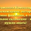 Фамилия Комиссар: происхождение, история и значение фамилии, а также правильное склонение – все, что нужно знать!