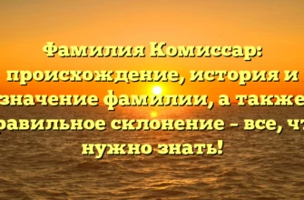 Фамилия Комиссар: происхождение, история и значение фамилии, а также правильное склонение – все, что нужно знать! Фамилия Комиссар: происхождение, история и значение фамилии, а также правильное склонение – все, что нужно знать!